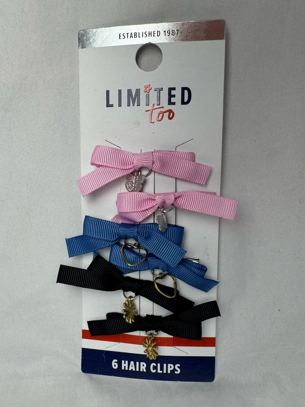 🎀 Limited Too Girls Hair Clips Set of 6 Butterfly Flower Bow Barrettes NWT